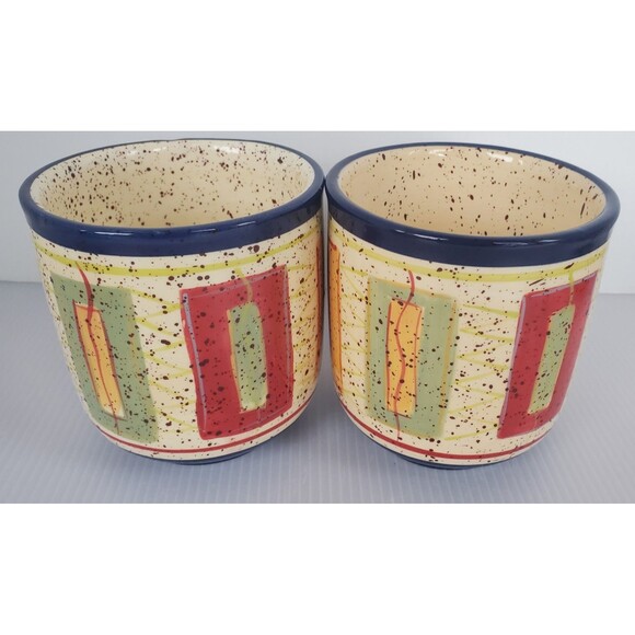 2 Pfaltzgraff SEDONA Stoneware Coffee Soup Mugs Spatter Colorful Hand Painted - Picture 4 of 7